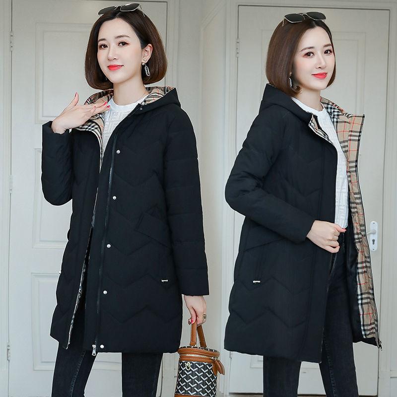 Women's Winter Long Thick Padded Jacket Korean Style Hooded Warm Cotton-padded Jacket Students Were Thin Padded Jacket