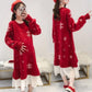Autumn and Winter Snowflake Christmas Maternity Clothes Long Sleeve Dress Mid-length  Loose Plus Size Round Neck Knitted Skirt