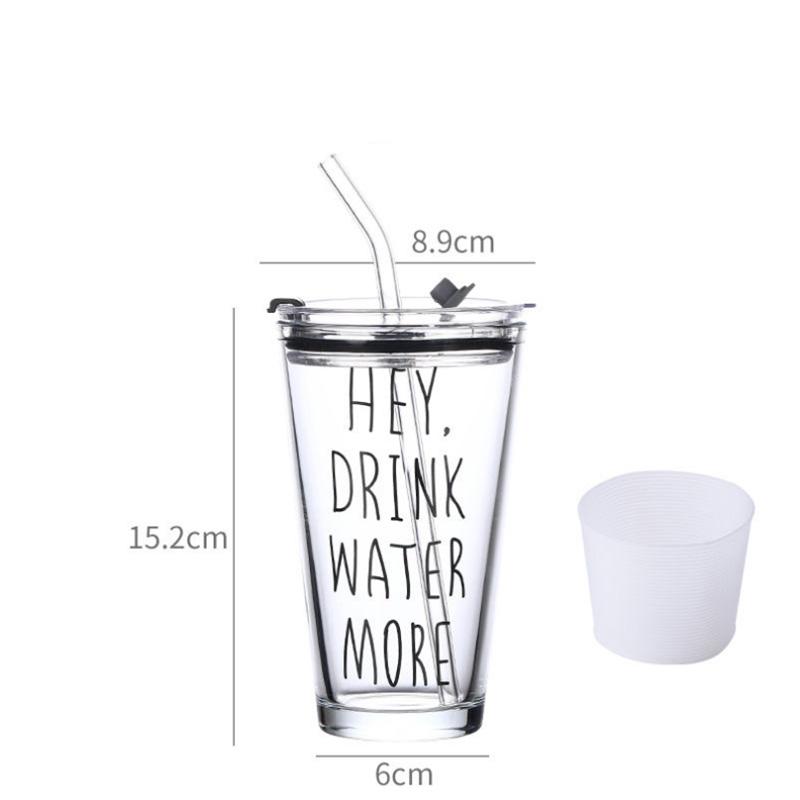 Ins Style Straw Cup Adult Portable Children's Trend Personality Water Cup Girl Cute Student Home Glass Cup