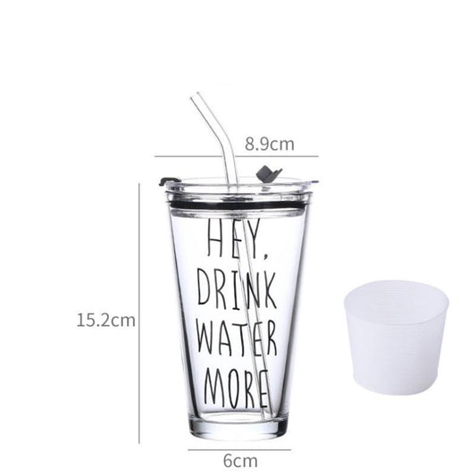 Ins Style Straw Cup Adult Portable Children's Trend Personality Water Cup Girl Cute Student Home Glass Cup