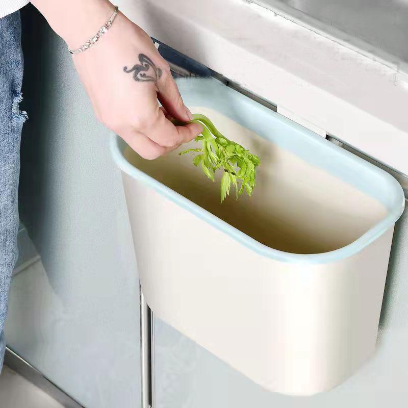 Kitchen Trash Can Vegetable Storage Hanging Bucket Household Cabinet Door Hanging PP Plastic Storage Bin Sundries Waste Paper Basket Home Organizer