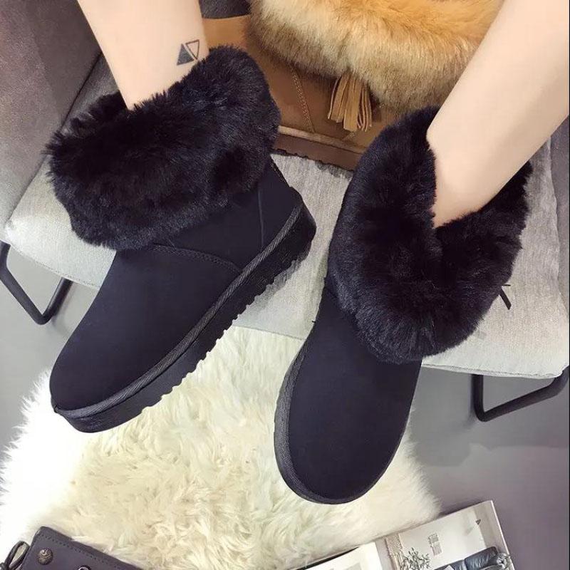 Fringed Snow Boots Thick-soled Ladies Short Boots Winter Waterproof Non-slip Cotton Shoes Wild Plush Boots