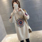 Ethnic Thick Pullover Sweater Women Korean Loose Embroidered Knitted Bottoming sweater All-match Knitweat Autumn and Winter