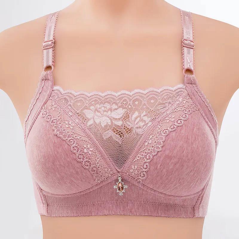 Ladies Large Size Thin Full Cup No Steel Ring Sexy Lace Bra Gather Adjustable Tube Top Anti-Sagging Bra