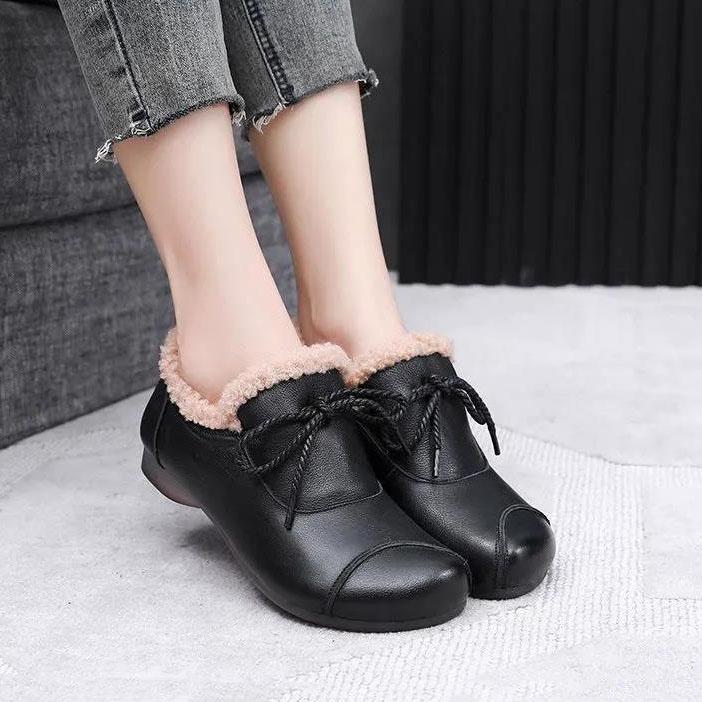 Women's Winter Soft Warm Shoes Female Large Size Non Slip Solid Color Flat Heel Cotton Shoes