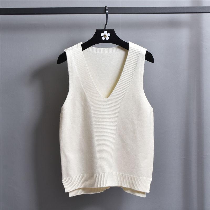 Autumn and Winter Short Loose Bottoming Shirt Waistcoat All-match V-neck Sweater Fashion Sleeveless Women's Vest