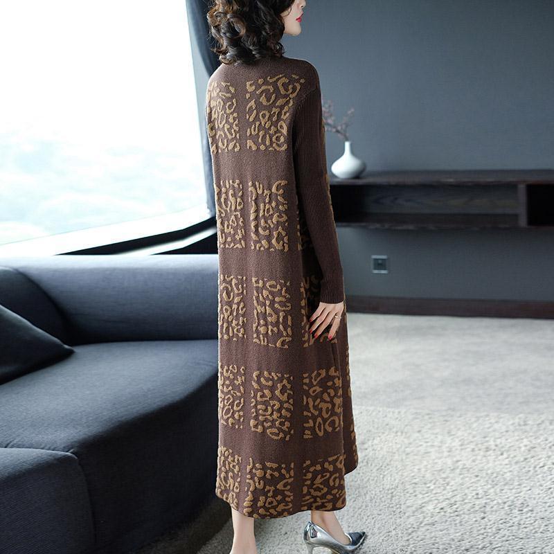 Autumn and Winter Middle-aged and Elderly Thick Dress Long-sleeved Elegant Mother Slim Long Base Skirt