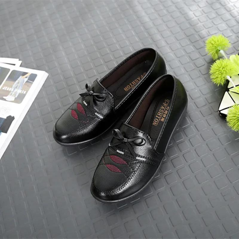Spring and Autumn Single Shoes Mother Shoes Non-slip Soft Bottom Casual Flat Women's Work Shoes Women's Leather Shoes