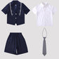 Kids Girls British Style School Uniform Student Uniforms Suit Long Sleeve Coat with Shirt Tie Mini Skirt Set Child Anime Costume