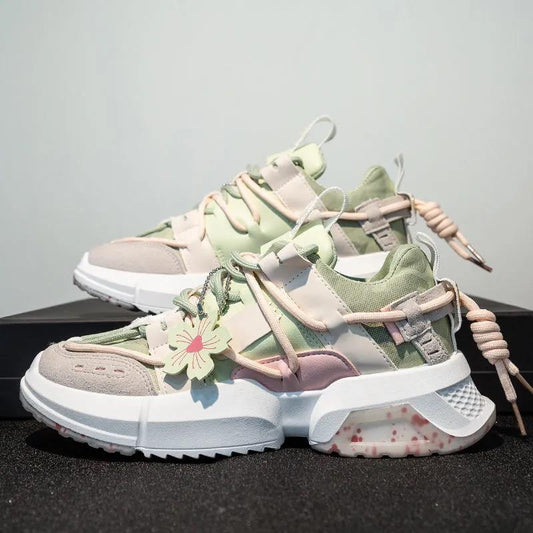 Fairy Style Cherry Blossom Fashion All-match Sports and Leisure Women's Shoes Increased Thick-soled Old Shoes Women's Trendy Shoes