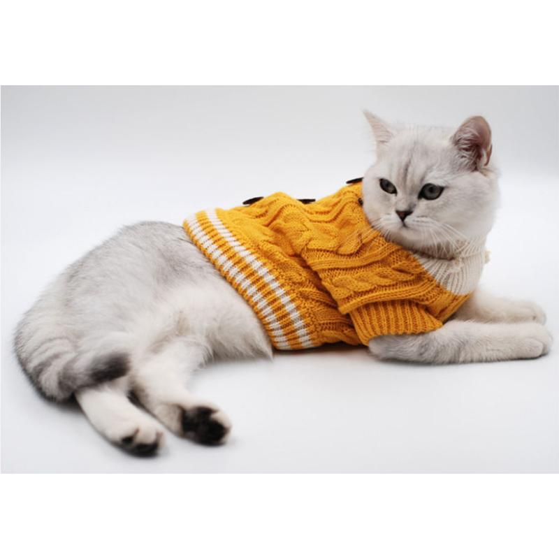 Cat Button Sweater Dog Autumn Winter Clothes Pet Apparel Puppies Small Dog Cat Clothing Cute Flower Knitwear Dogs Cats Warm Clothes Pet Supplies