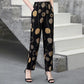 Cotton Linen Women's Trousers Flower Pants Plus Size Elastic Waist Straight-leg Pants Printed Fashion Casual Pants Summer
