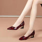 Women's Spring and Summer Soft Leather Low Heel Shoes Office Ladies Solid Color Thick Heel Casual Single Shoes