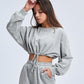 2 Piece Set Women Matching Sets Turtleneck Long Sleeve Crop Top Wide Leg Pant Outfits Solid Fitness Suit