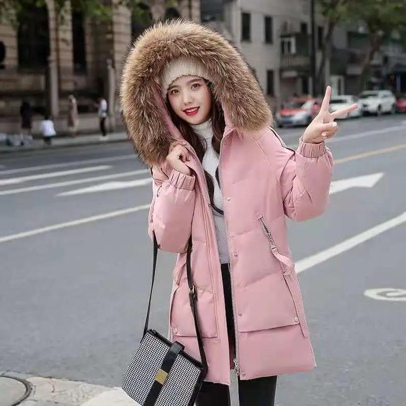 Down Padded Jacket Korean Style Mid-length Fashion Padded Jacket Loose Waist Winter Jacket Thick Padded Jacket