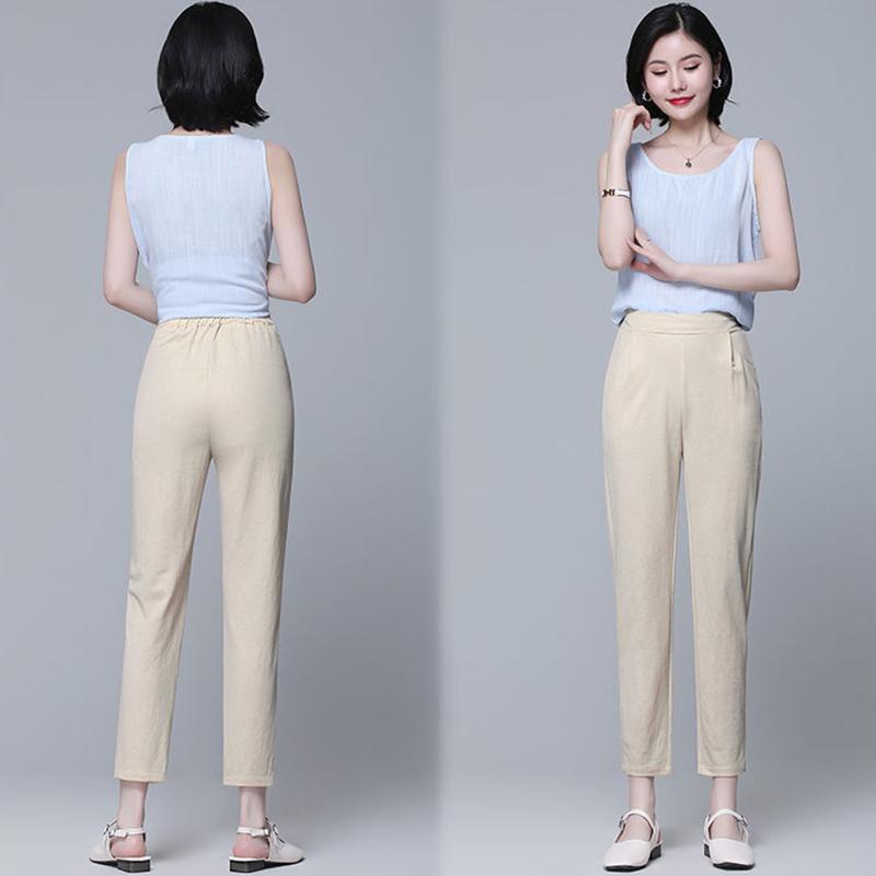Summer Nine Points Loose Thin Large Size High Waist Korean Version White Pencil Pants Thin Black Casual Pants Women's Clothing