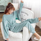 Winter Female Coral Fleece Cute Indoor Pajamas Korean Student Long-sleeved Thick Flannel Plus Size Home Service Suit