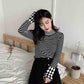 Black and white striped pullover sweater women's winter slim thin turtleneck sweater long sleeves