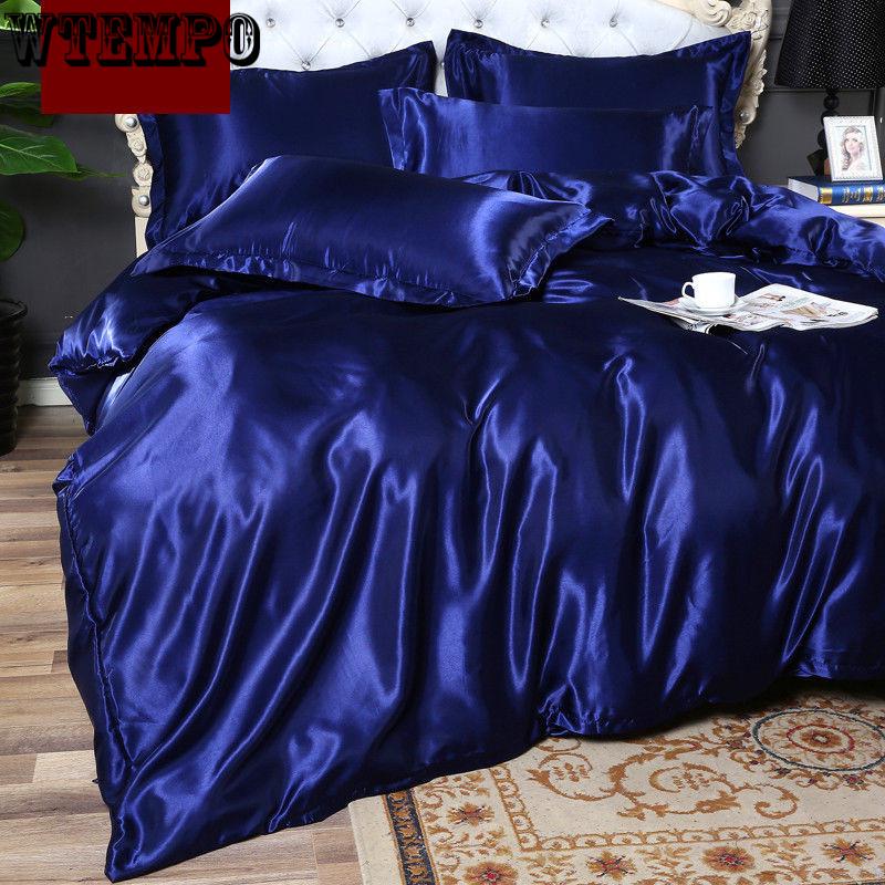 Satin Silk Fitted Sheet Elastic Solid Color Mattress Protector Bed Sheets Silk Solid Color