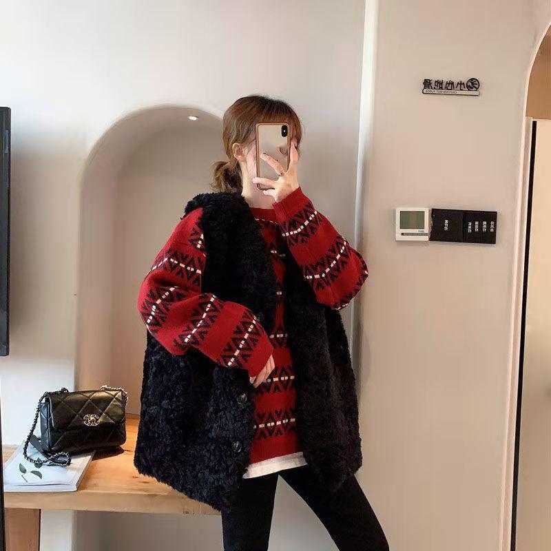 Autumn Winter Round Neck Pullover Long Sleeve Loose Casual Fashion Thickening Base All-match Women's Knitted Sweater