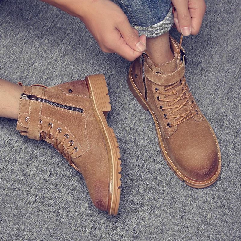 Men's Martin Boots Casual Shoes Men's Retro Leather Shoes Men Ankle Boots British Style Boots