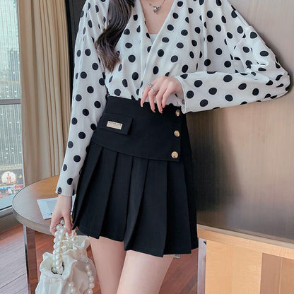 Irregular Women High Waist Pleated Skirt School Girl A-Line Short Skirt Uniforms Cosplay Sweet Girls