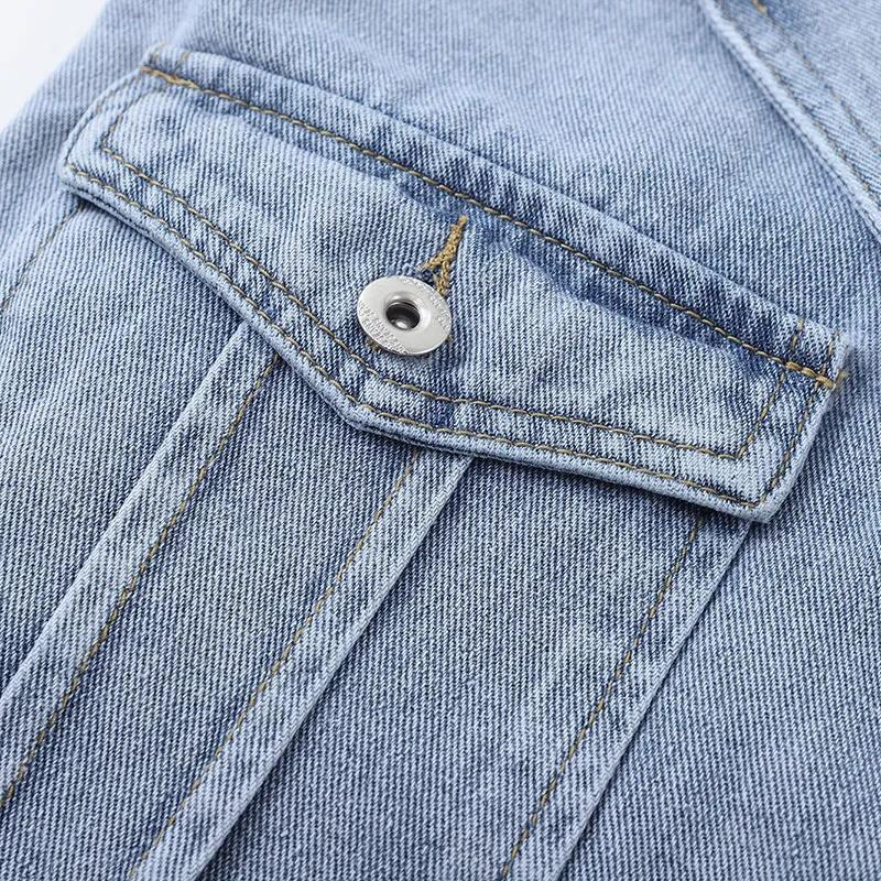 Solid Color Women's Denim Vest Sleeveless Spring and Summer Loose Casual Coat Pocket