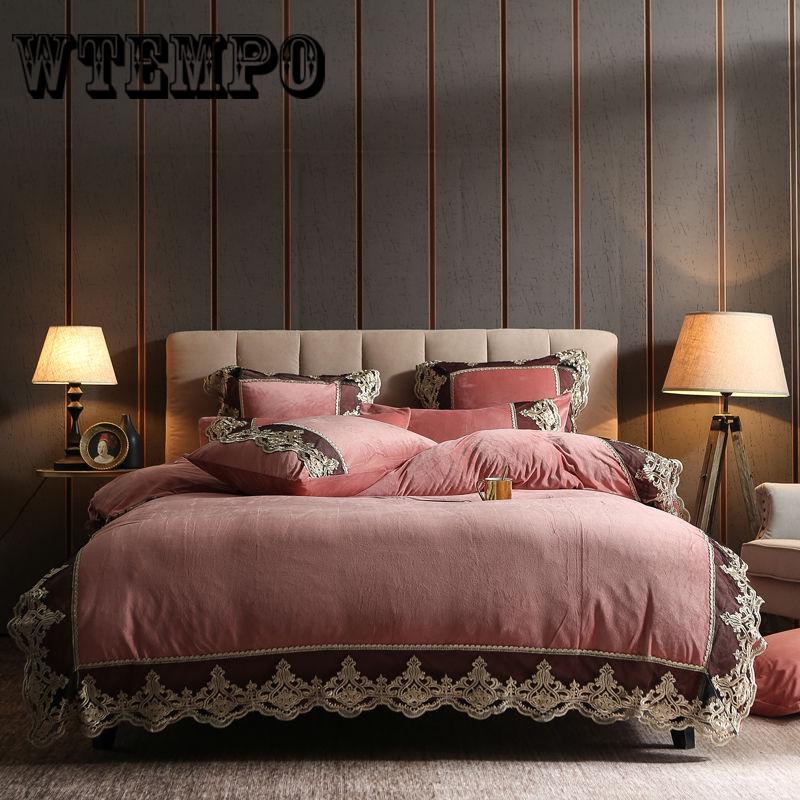 Winter Fleece Bedding Set Duvet Cover Flannel Flat Sheet 4pcs Bed Linen Home Bedclothes