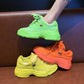 Fluorescent green daddy shoes female ins tide net red double mesh surface thick bottom sports shoes