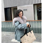 Parker Overcome Women's Detachable Imitation Fox Large Fur Collar Plush Liner Short Faux Fur Jacket Women's Warm Loose Large Size Cotton Jacket