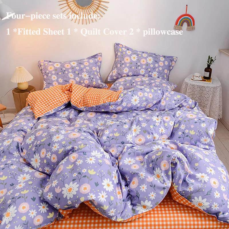 Bed Cover Bed Four-piece Set of 1.5 Meters 1.8 M Bed Thick Grinding Cotton Home Bed Suit