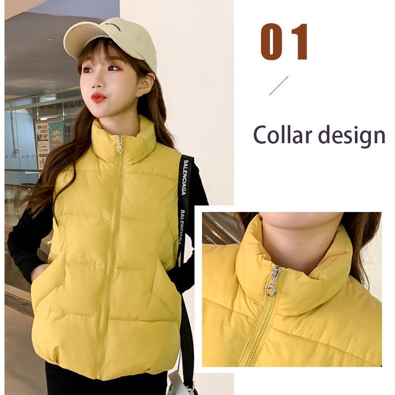 Women's Vest Down Cotton Jacket Loose Large Size Stand-up Collar Hoodless Waistcoat for Small People To Wear Winter Warm Jackets In Winter