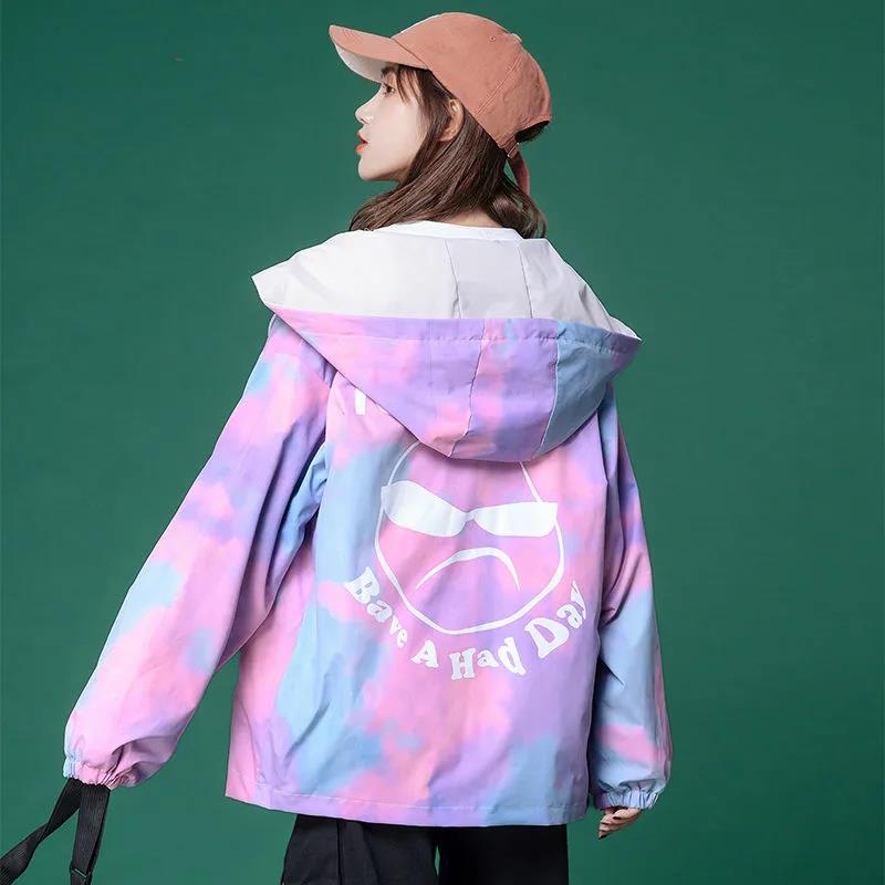Reversible Jacket Women Loose Spring and Autumn Baseball Uniform Jacket Double-sided Wear Top
