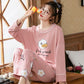 Cotton Pajamas for Women Long Sleeve Pyjamas Set Pullover Sleepwear Suit Cartoon Cute Nightwear Loose Casual Home Wear Spring Autumn Tops Pants Sets
