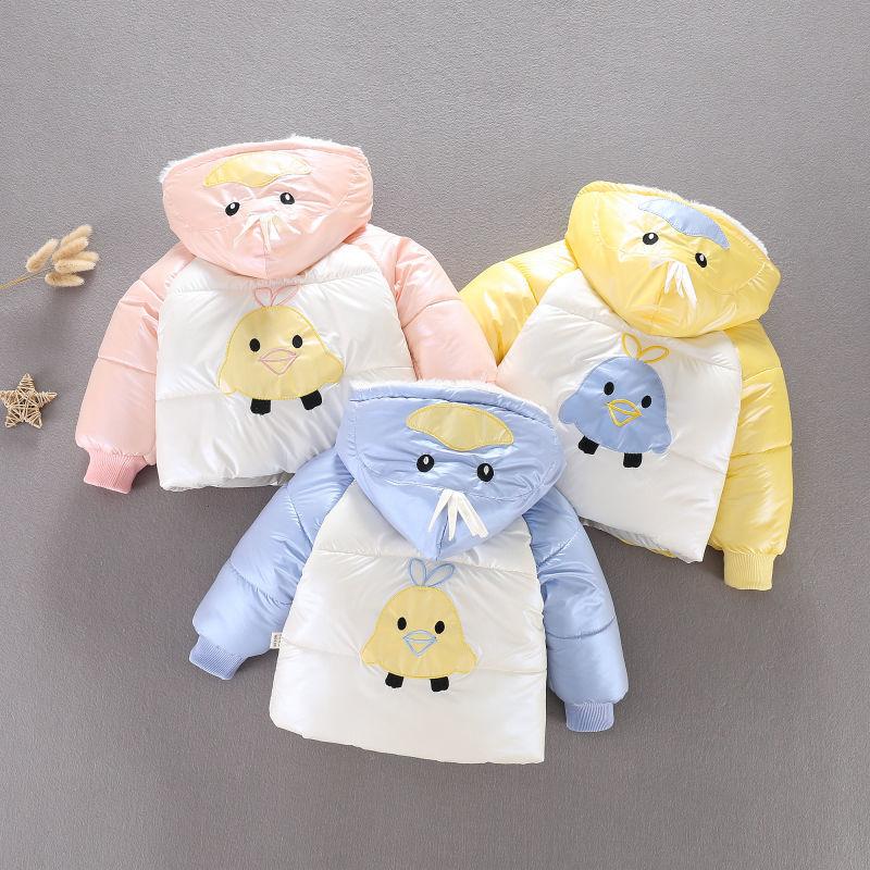 Girls Plus Fleece Padded Jacket Warm Hooded Windproof Winter Outfit