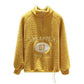 Faux Lamb Wool Plus Fleece Sweater Autumn and Winter Loose Half Zipper Coat Furry Padded Top