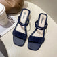 Women's Summer Sandals High Heels Solid Color All-match Non-slip Wear-resistant Shoes