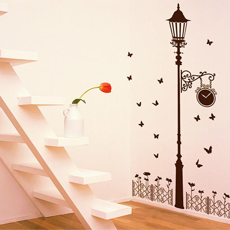 cartoon romantic room decoration removable TV background wall romantic street light stickers