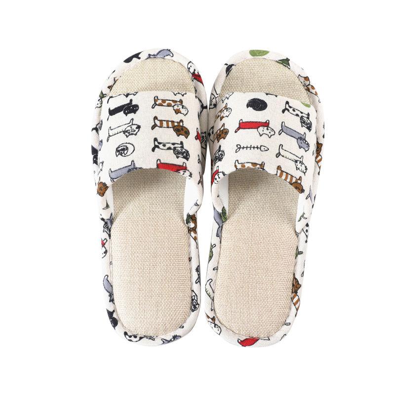 Linen Slippers Men's Summer Floor Sandals and Slippers Non-slip Home Indoor Ladies Four Seasons Slippers