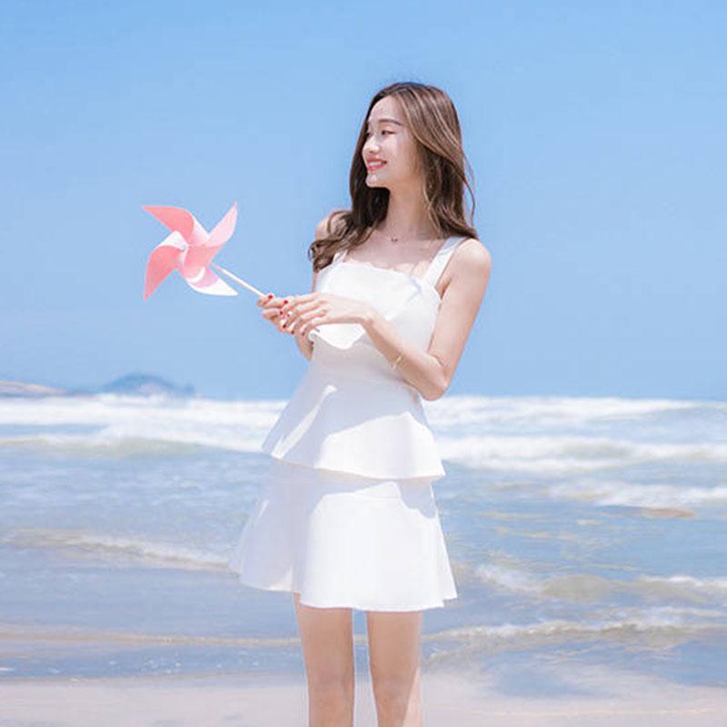 Short Layered Dress Slim Sleeveless Strap Dress Ruffle Dress Short Chiffon Dress Summer