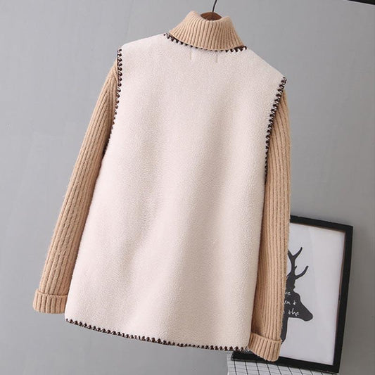 Lamb Plush Vest Women's Spring and Autumn Small Fragrance Fur One Loose Jacket