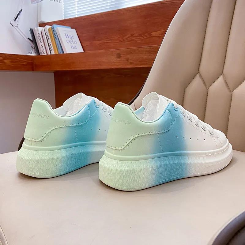 Gradient Color Small White Shoes Women's Thick-soled Height-increasing Shoes All-match Board Shoes Net Red Casual Trendy Shoes