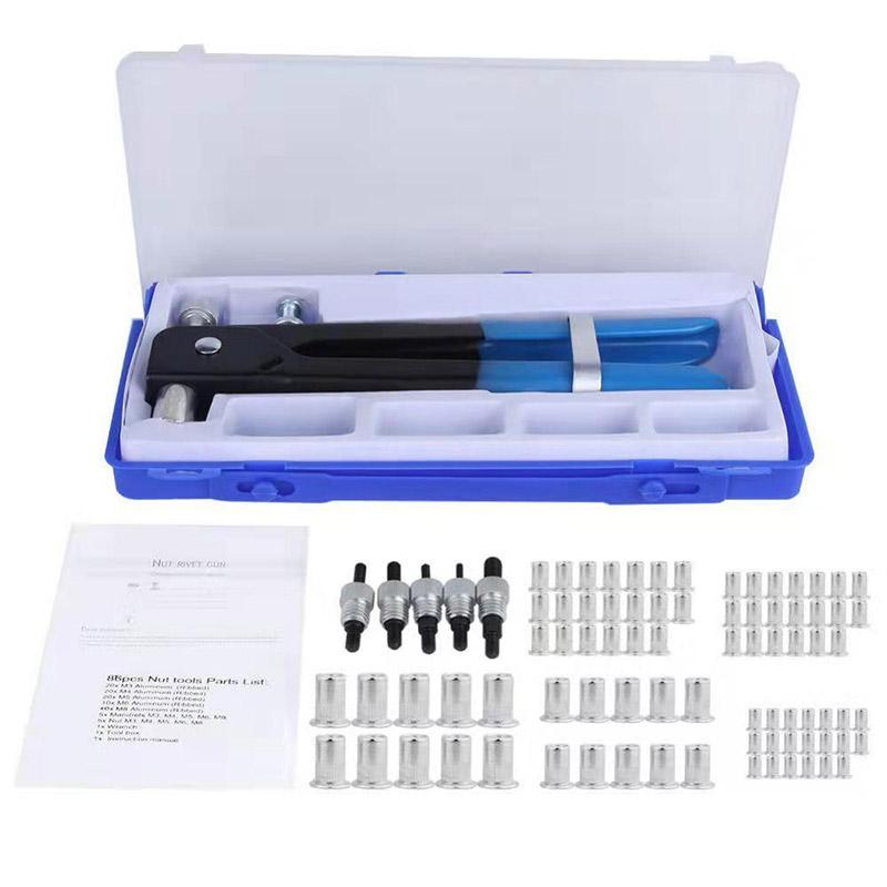 10.5 Inch Manual Pull Female Gun Pull Cap Gun 86 Piece Set 106pcs Rivet Nut Set Manual Nut Gun Set