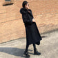 Autumn Winter Coat Cashmere Trench Jacket Women Casual Black Coat with Hooded Warm Pocket Jackets