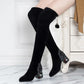 Thick-heeled 6cm Over-the-knee Boots High-heeled Elastic Suede Rhinestone Decoration Women's Boots Long-tube and Velvet Boots