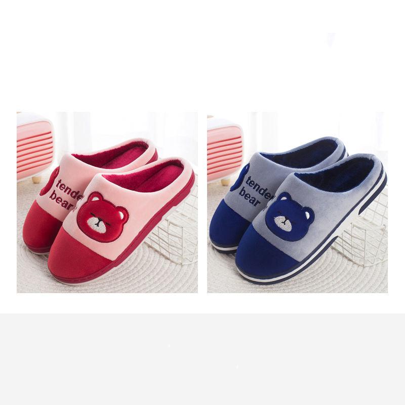 Household Couple Slippers Warm Thick Plush Slippers Winter Unisex Indoor Cotton Slippers