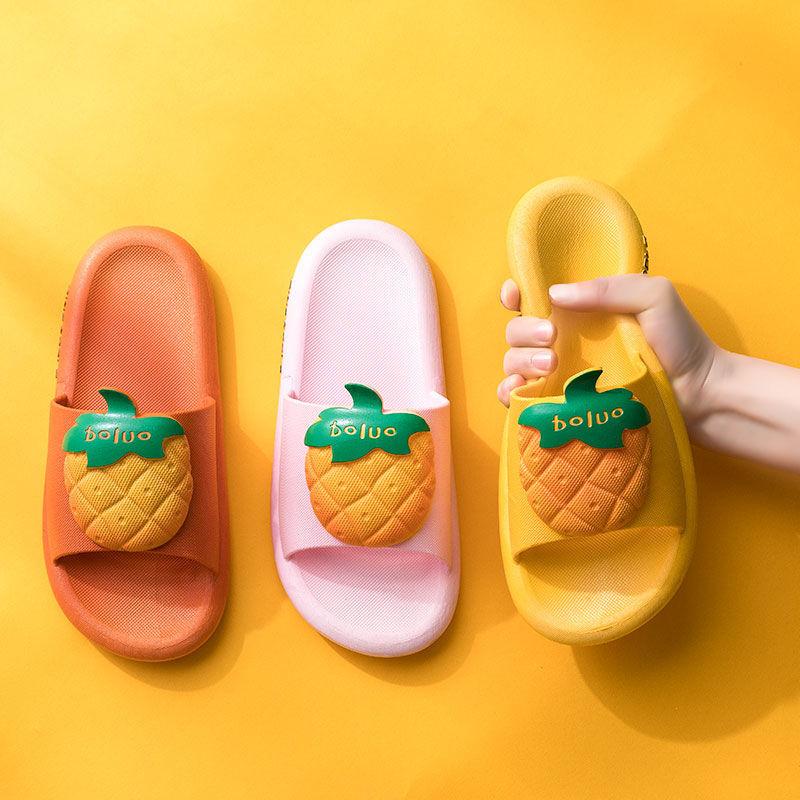 WTEMPO Slippers Women External Wear Cartoon Pineapple Thick Bottom Soft Lightweight  Non-slip Beach Bedroom Home Bathroom