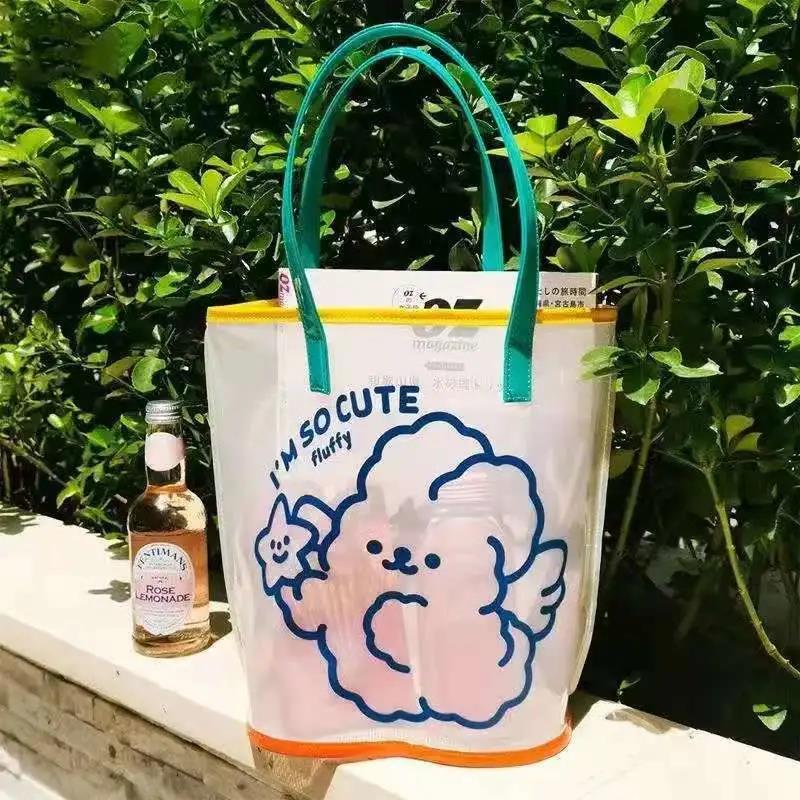Bear Jelly Bag Cute Girl Transparent Swimming Beach Shoulder Bag Wash Bag Fashion Shopping Bag