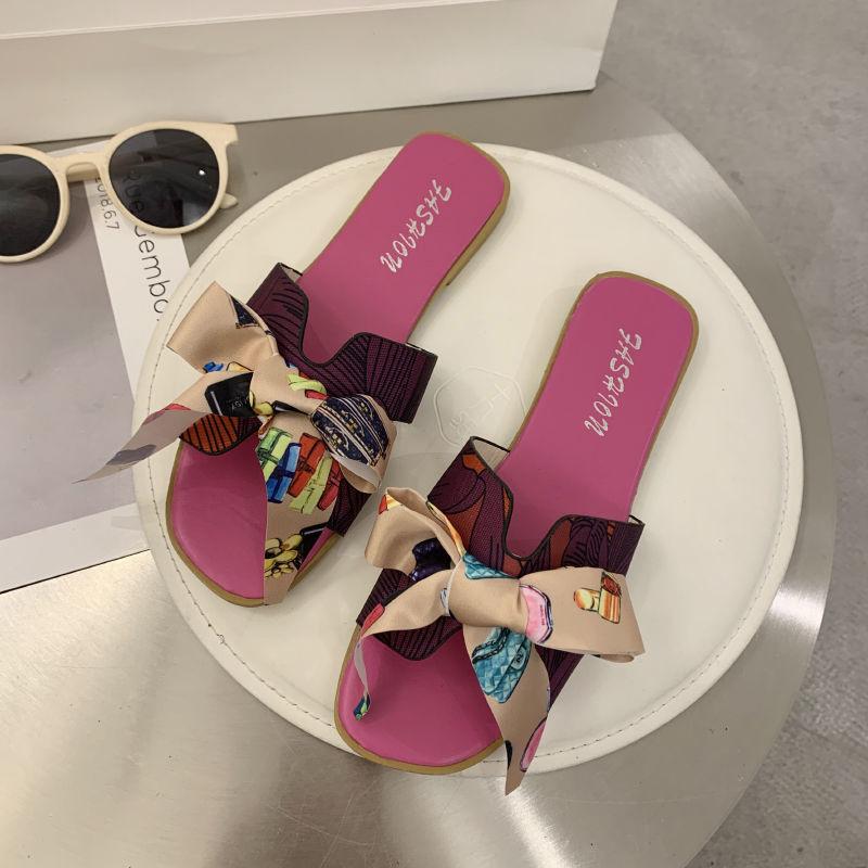 Slippers Women's Outer Wear Summer Tow Bowknot Student Sandals Women's Fashion Casual Wild Women