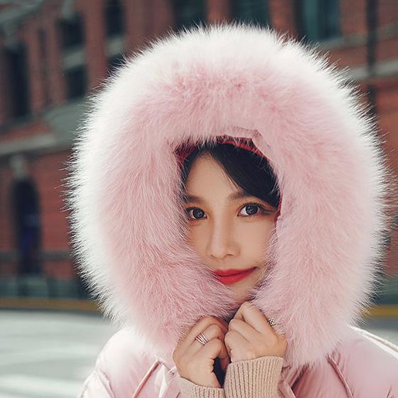 Winter Mid-length Down Jacket Women Over-the-knee White Duck Down Loose Fluffy Big Fur Collar Hooded Warm Jacket Winter Thick Warm Cotton Jacket